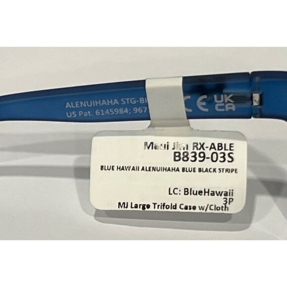 Maui Jim 839-03S Blue Hawaii Alenuihaha Blue Black Stripe Sunglasses - Picture 4 of 8